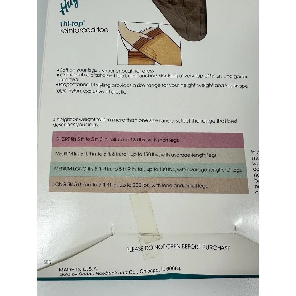Vintage Sears Hug-alon Thi-top Stockings Sandstone 2 Packs Made in USA